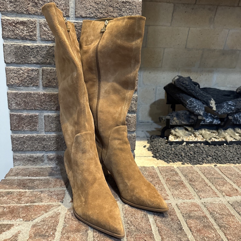 Circus by Sam Edelman Women's Yulia Kitten-Heel Wide Calf Dress Boots Sz 9 Brown